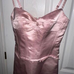 bcbg max azria satin corset midi dress